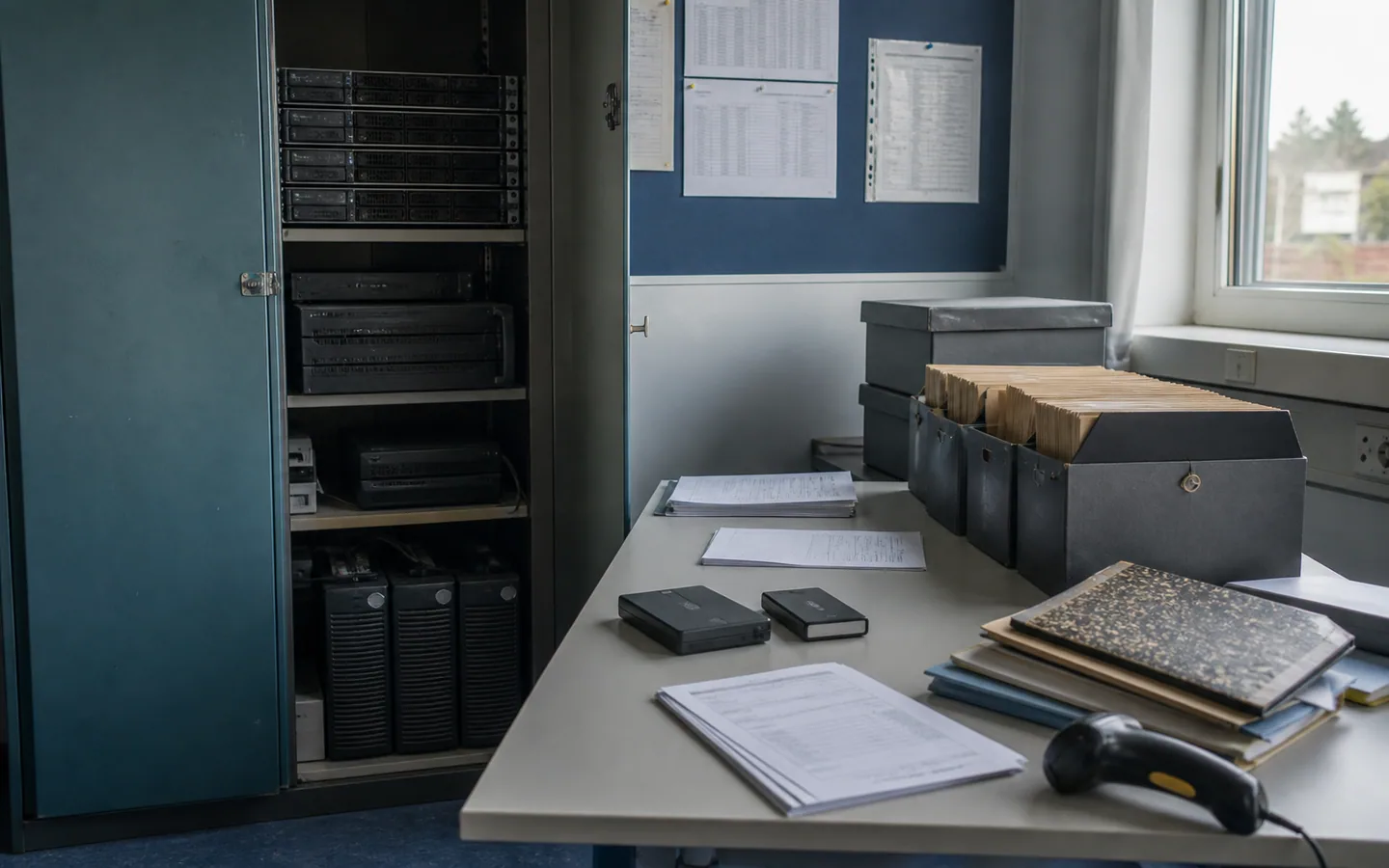Research archive with storage systems, data carriers and documentation